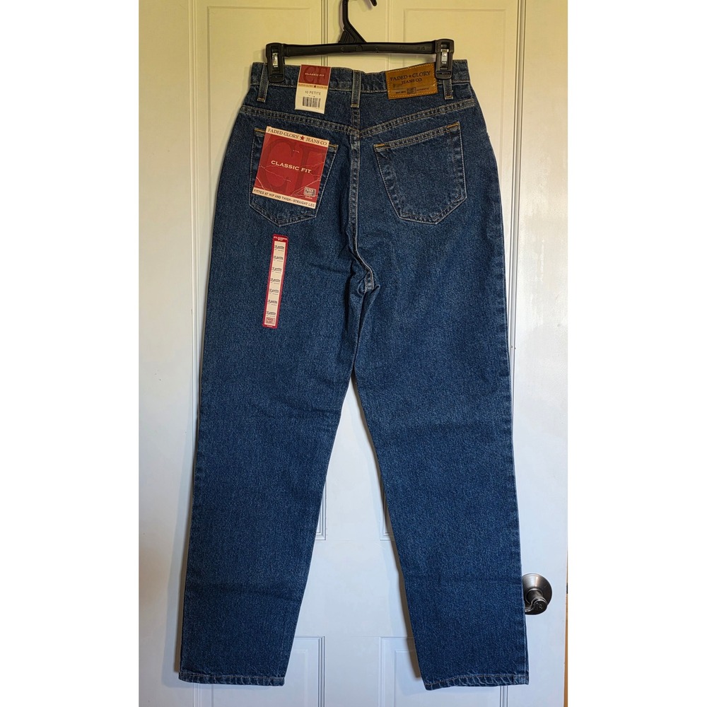 Faded Glory Classic Fit Straight Leg Jeans Blue Medium Wash 10 Petite NWT Y2K